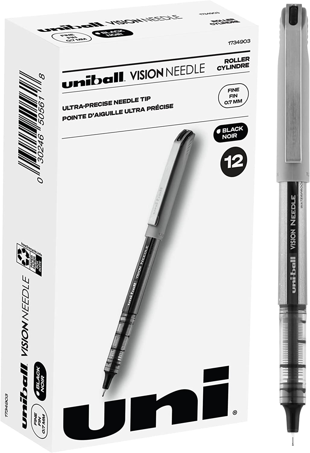 12-Ct Uni-Ball Vision Rollerball Pens - 0.7mm (Black) $8.45
