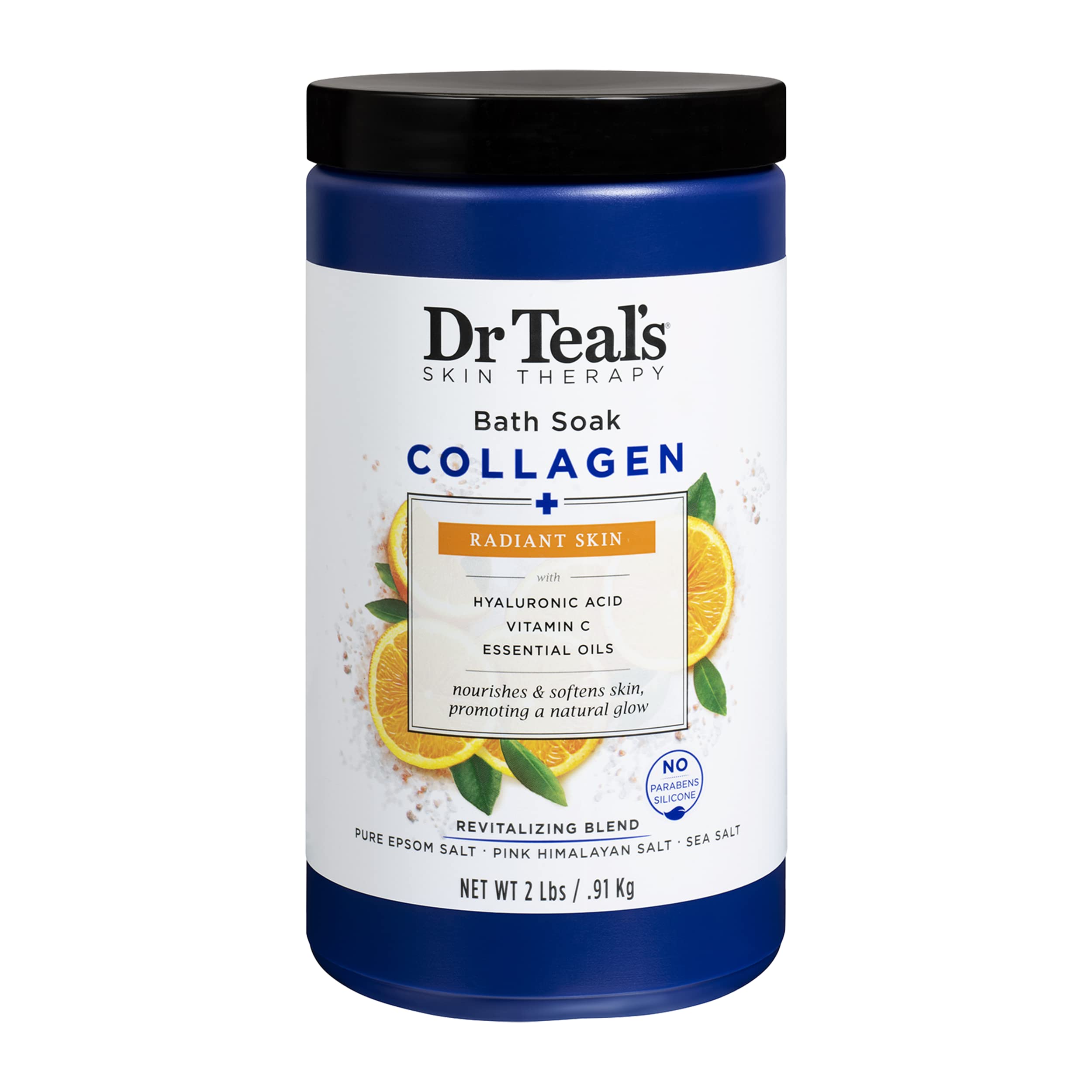 2-lbs Dr Teal's Skin Therapy Epsom Salt Bath Soak Collagen + Radiant Skin w/ Hyaluronic Acid, Vitamin C & Essential Oils (Orange) $6.59 + Free S&H w/ Prime or orders $25+ ~ Amazon