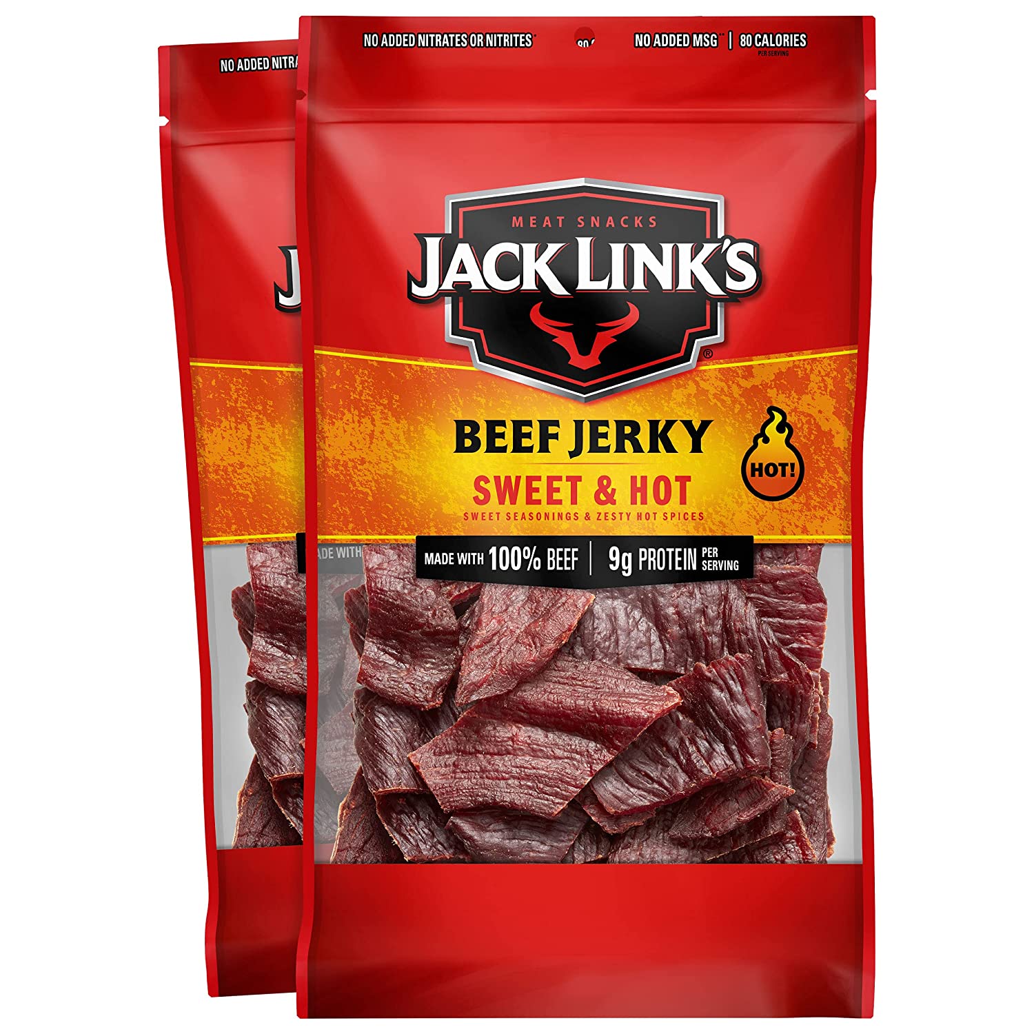 Jack Link's Beef Jerky, Sweet & Hot – Spicy Everyday Snack, 9g of Protein and 80 Calories, Made with 100% Beef – (Pack of 2) - $13.85 w/ S&S + 25% off coupon
