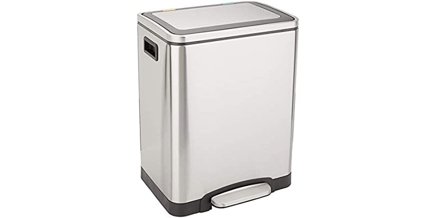 Amazon Basics 30L Dual Bin Trash Can w/Foot Pedal (Stainless Steel) $38.99