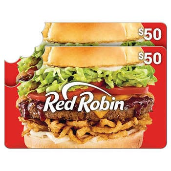 Costco Members: Red Robin Two Restaurant $50 E-Gift Cards $74.99