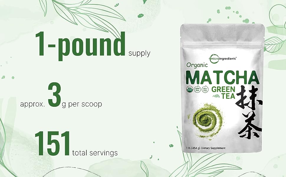 Organic Matcha Green Tea Powder 1lbs Culinary Grade Authentic Japanese Origin $19.76 or $15.78 w/ S&S + Coupon