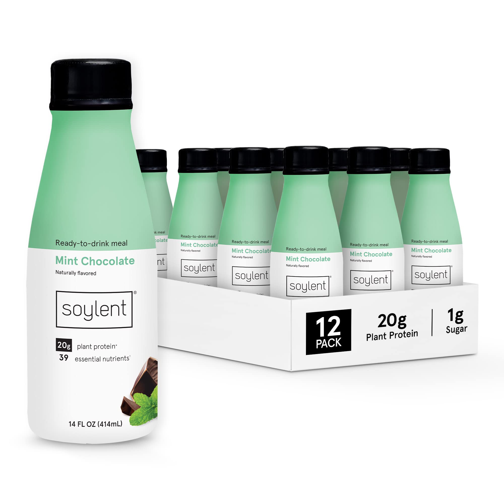 Soylent Complete Nutrition Protein Meal Replacement Shake, Mint Chocolate, 14 Fl Oz (Pack of 12) $30.34