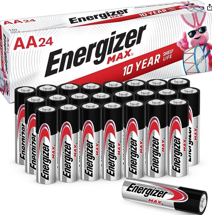 Energizer AA Batteries Max 10 year shelf life Alkaline Battery, 24 Count $15