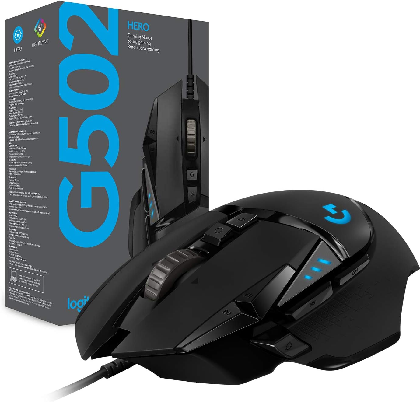 Logitech G502 Hero RGB Wired Programmable Gaming Mouse w/ Adjustable Weights (Black) $31.99 AC + Free Shipping via Amazon