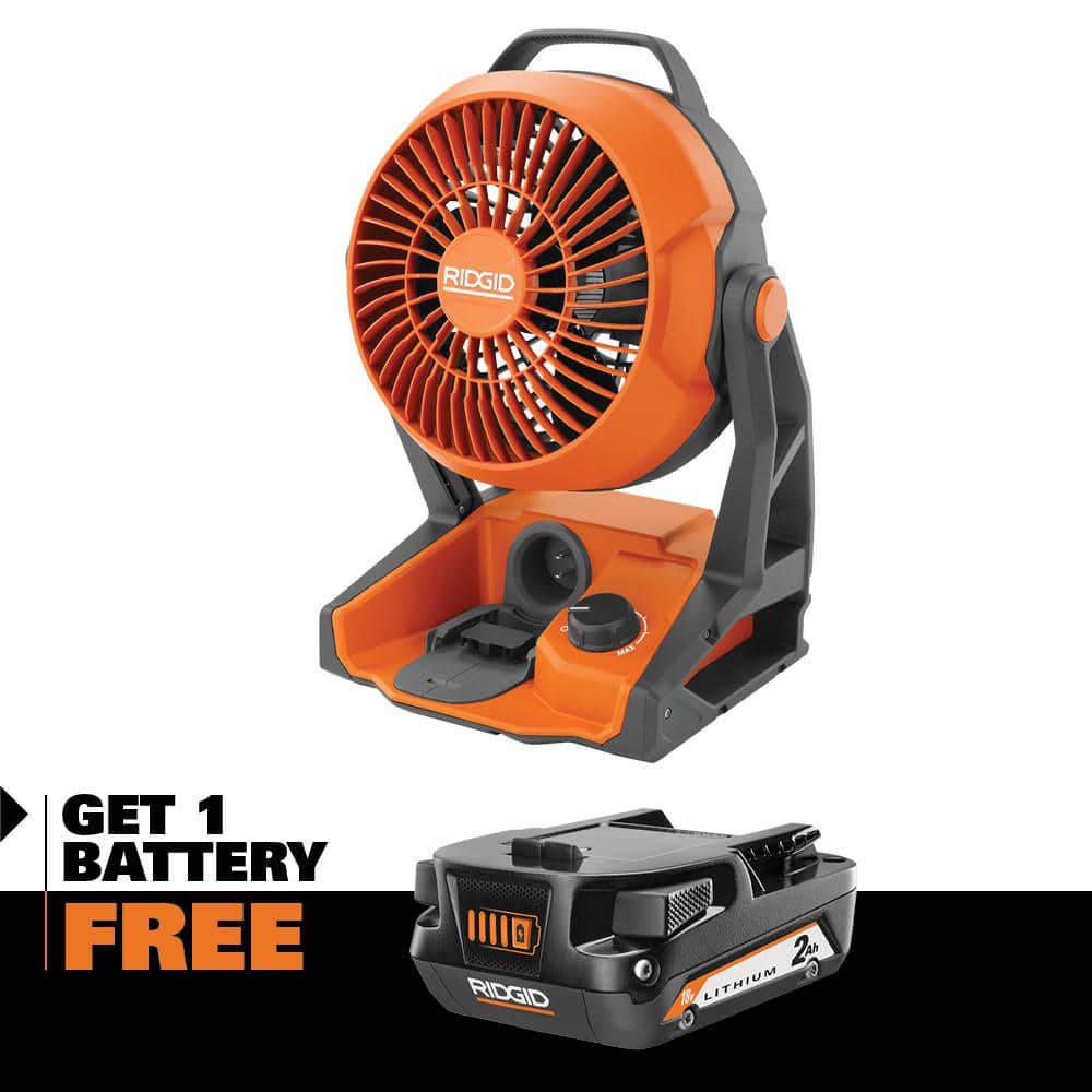 RIDGID 18V Cordless Hybrid Jobsite Fan with 2.0 Ah Lithium-Ion Battery R860721B-AC8400802 - $79.00