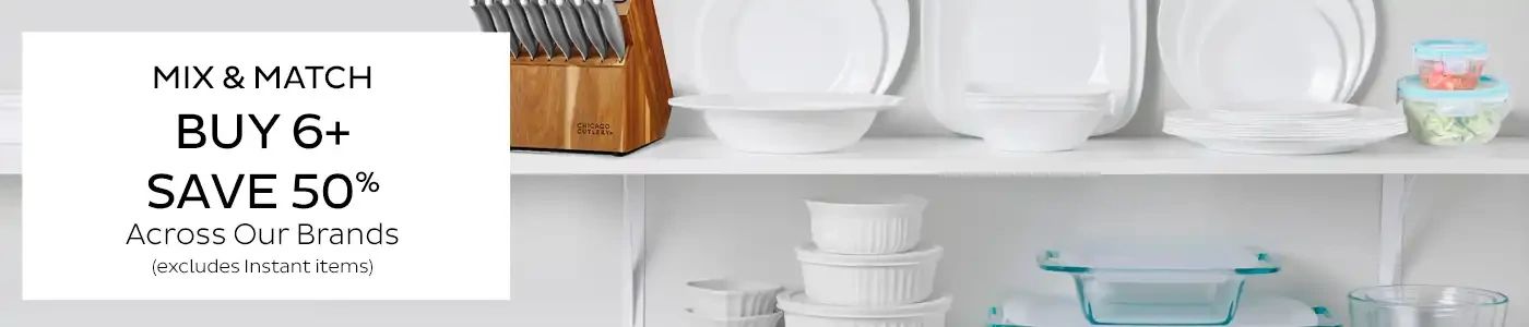 ix and match corelle bowls and plates buy 6 and save 50% - must buy 6 items or more to get saving $1.85