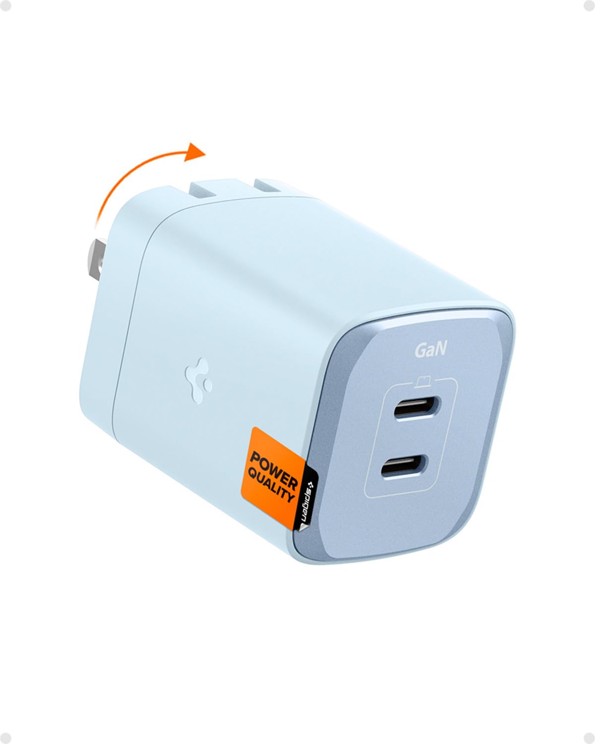 $26.99 Spigen GaN III 652 65W 2 Ports Compact Foldable Dual USB C Wall Charger PD PPS Fast Charging Block Adapter