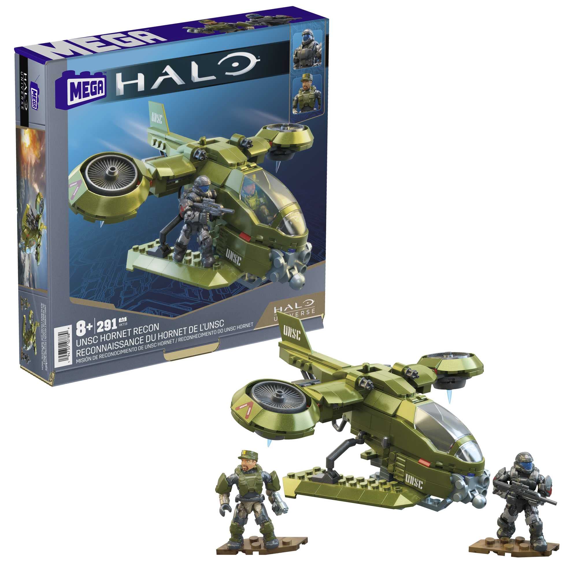 291-Piece Mega Halo UNSC Hornet Recon Aircraft Vehicle Building Set w/ 2 Action Figures $16 + Free Shipping w/ Prime or on $35+