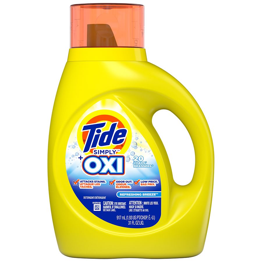 31-Oz Tide Simply +Oxi Liquid Laundry Detergent (Refreshing Breeze) 4 for $10 ($2.50 each) & More + Free Store Pickup at Walgreens