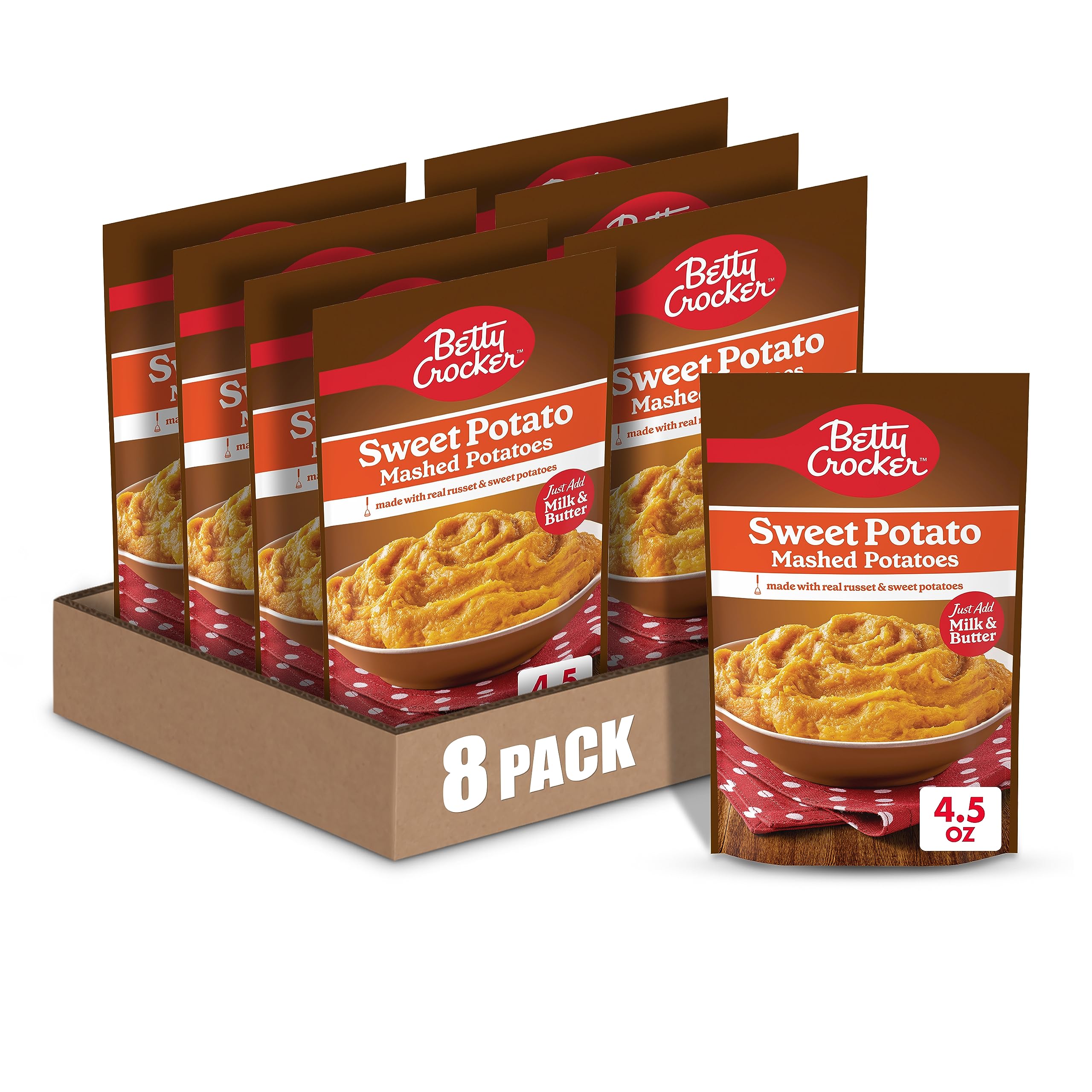 8-Pack 4.5-Oz Betty Crocker Sweet Potato Mashed Potatoes $6.45 w/ S&S + Free SH& w/ Prime or $35+