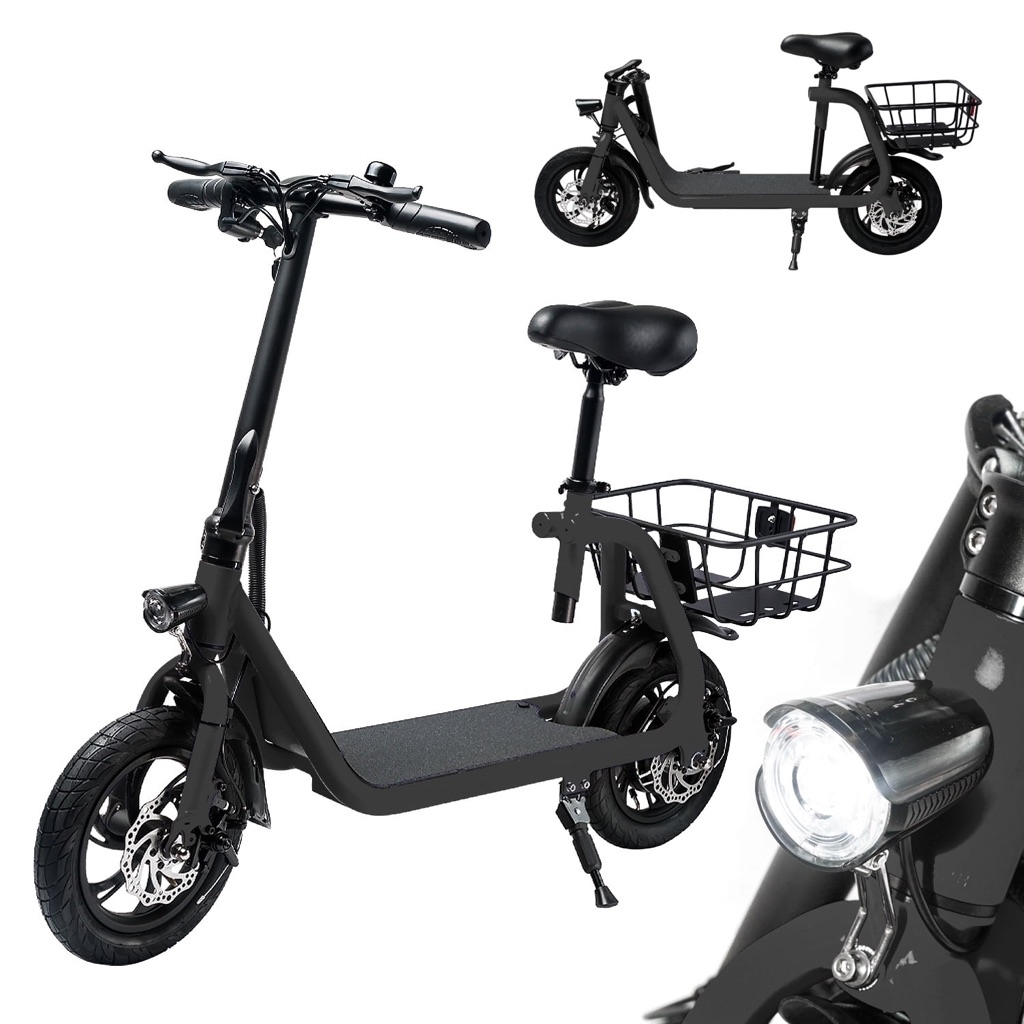 BornTech Electric Bicycle for Adults Electric Scooter with Seat Electric Bike Foldable E-Bike Commuter - $338.77