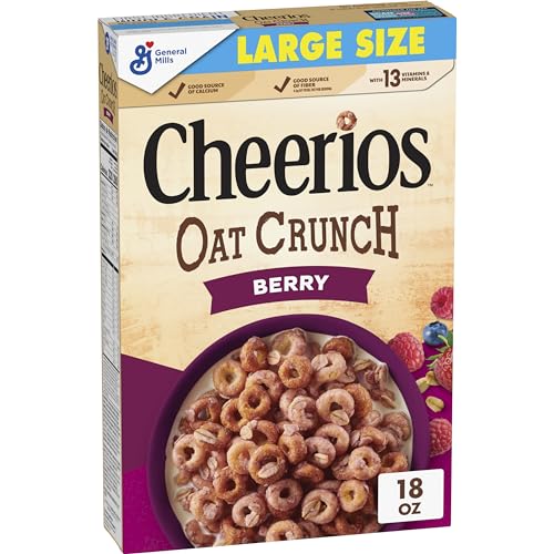$2.62 w/ S&S: Cheerios Oat Crunch Berry Oat Breakfast Cereal, Large Size, 18 oz