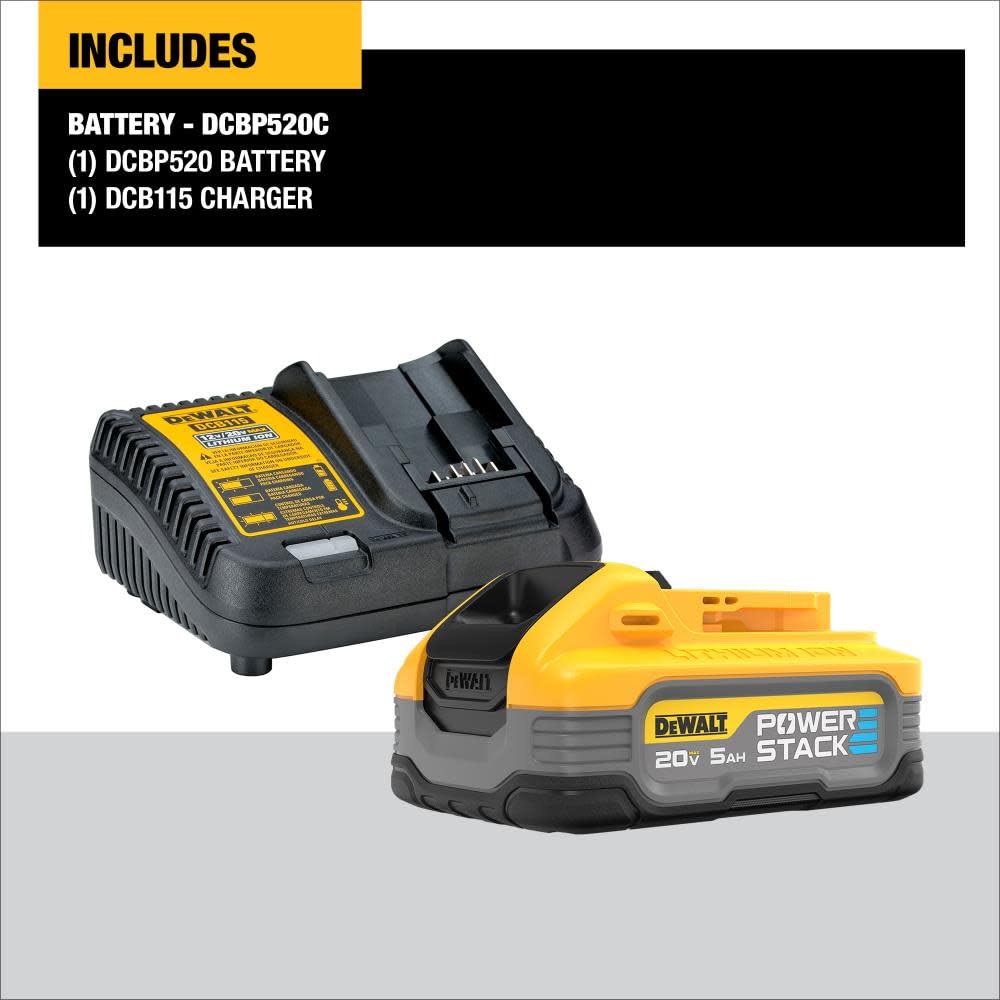 DEWALT Powerstack 20V MAX Battery Starter Kit, Rechargeable, 5Ah, Lithium Ion (DCBP520C) $92.99