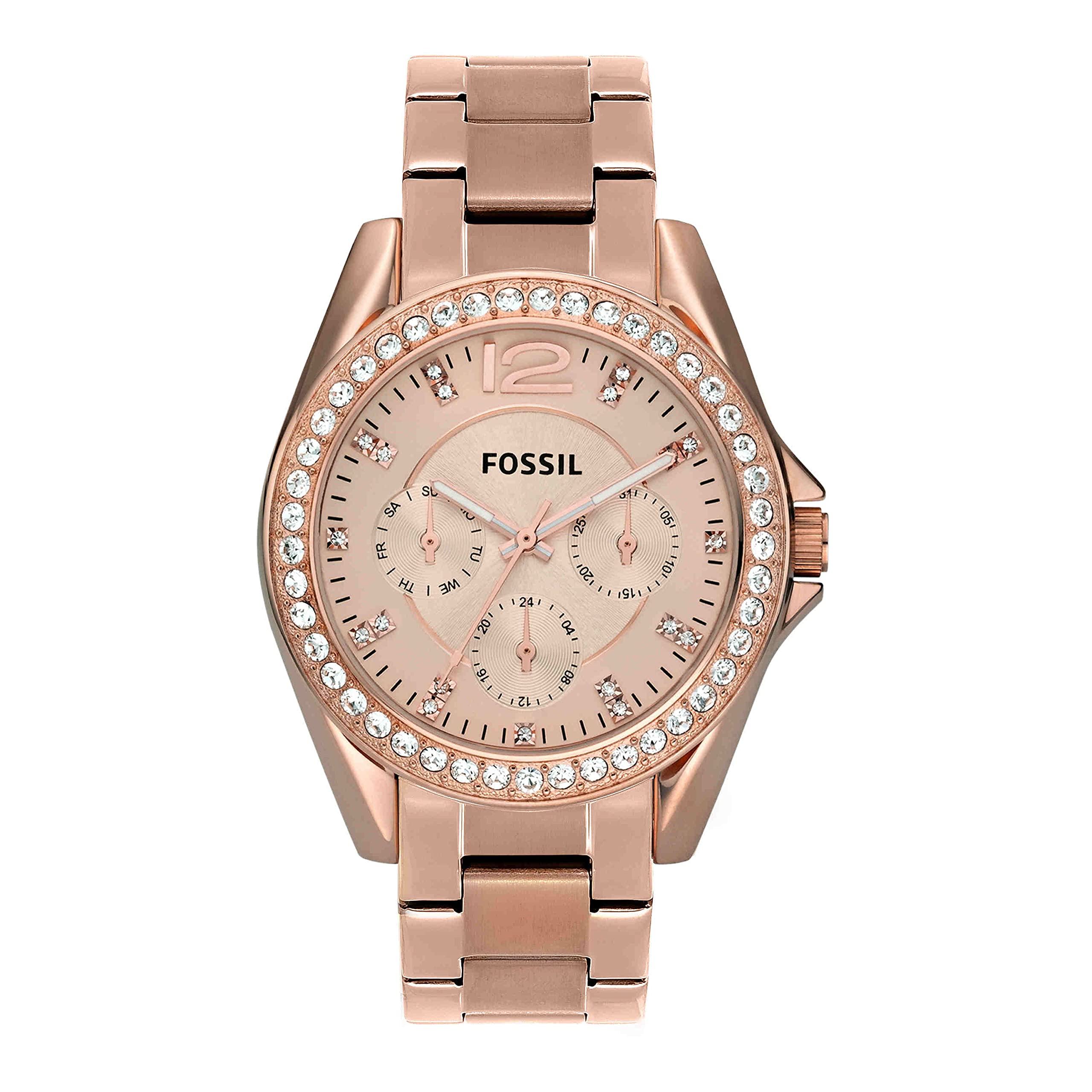 Fossil Women's Riley Quartz Stainless Steel Multifunction Watch (Rose Gold Glitz)  $66.10 + Free Shipping
