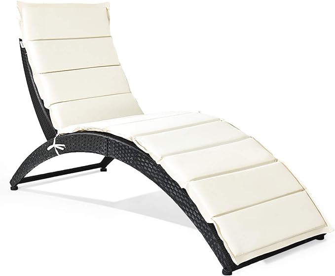 Outdoor Foldable Patio Lounge Chair/Rattan Lounger Chaise with Cushion (Various Colors) $70 + Free Shipping