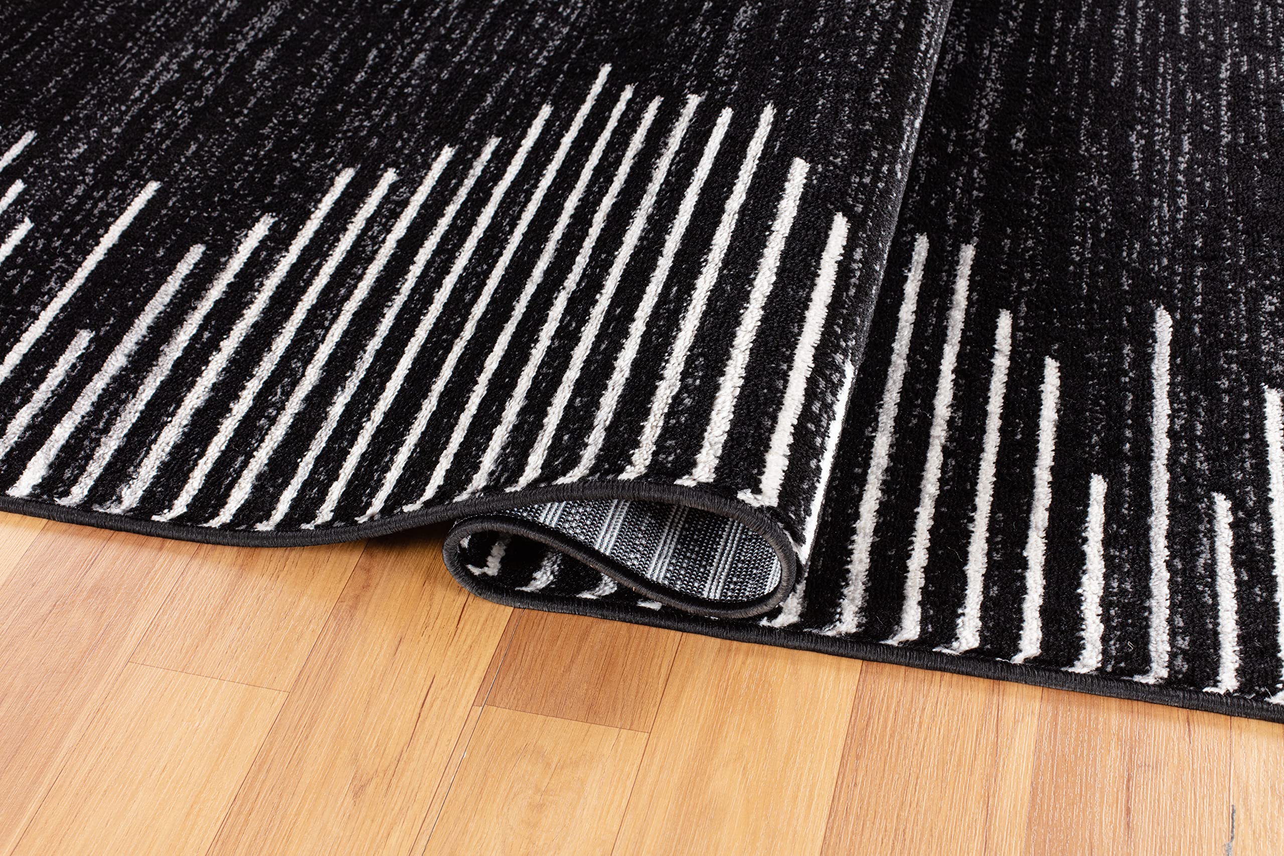 Rugshop Bohemian Stripe Stain Resistant High Traffic Living Room Kitchen Bedroom Dining Home Office Area Rug 5'x7' Black $58.54