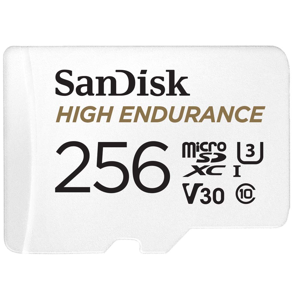 SanDisk 256GB High Endurance Video microSDXC Card with Adapter for Dash Cam and Home Monitoring systems - C10, U3, V30, 4K UHD, Micro SD Card - SDSQQNR-256G-GN6IA - $22.99