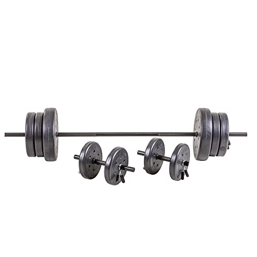 $79.99: US Weight 105 lb Duracast Barbell Weight Set with two dumbbells and 6ft bar for home gym