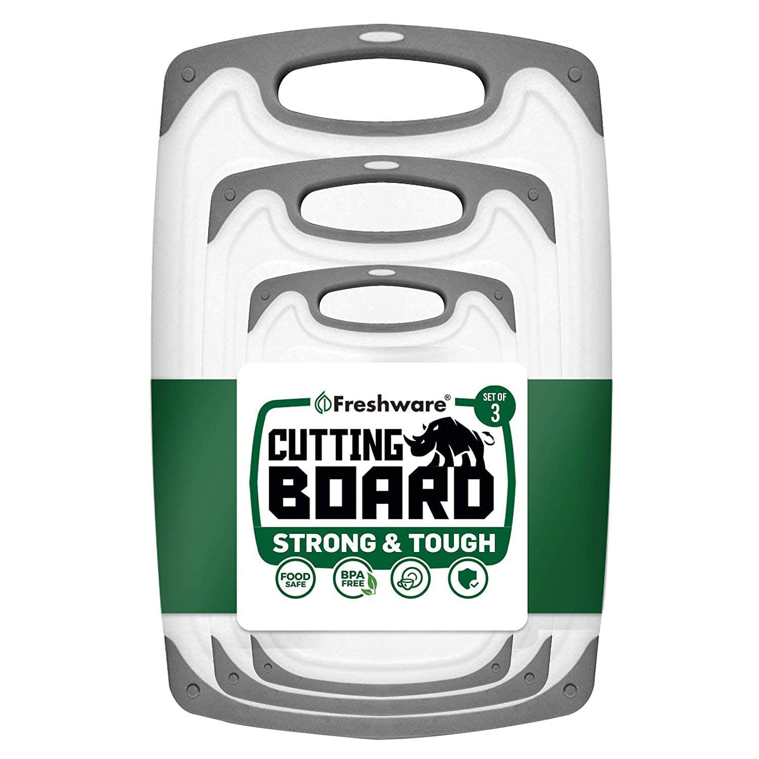 3-Piece Freshware Cutting Board Set w/ Juice Grooves & Easy-Grip Handles $10.79 + Free Shipping w/ Prime or on $35+