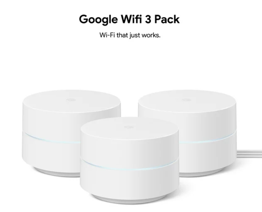 $75.81 @ Walmart.com: Google Wifi - AC1200 - Mesh WiFi System - Wifi Router - 4500 Sq Ft Coverage - Breeze  3 PK (US)