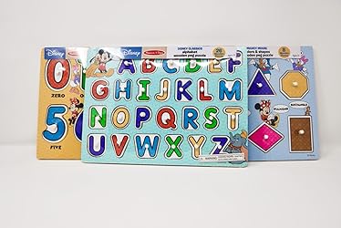 3-Pack Melissa & Doug Peg Puzzles: Disney Alphabet, Numbers, and Shapes/Colors $8.40 + Free Shipping w/ Prime or $35+