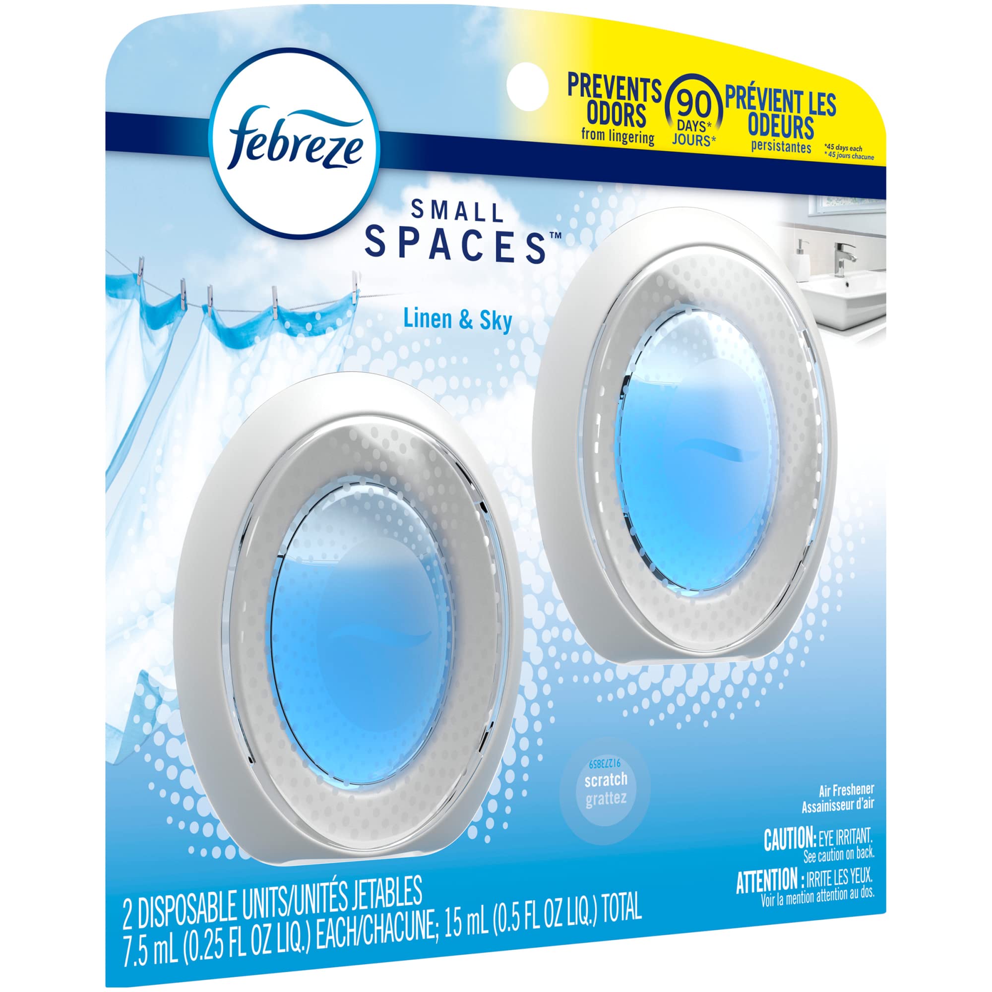 Febreze Small Spaces Air Freshener, Linen & Sky, Odor Eliminator for Strong Odors (2 Count) [Subscribe & Save] $3.02