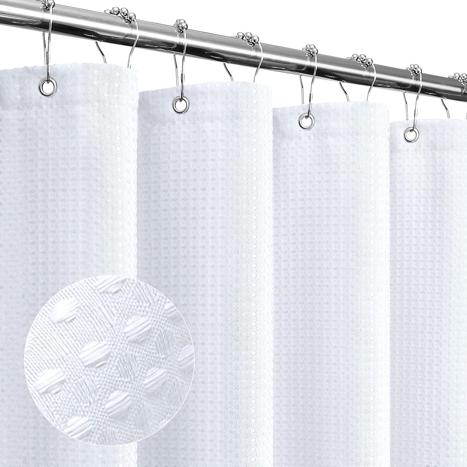 Gibelle Small Stall Shower Curtain 36 x 72, Narrow Half Waffle Weave Textured Fabric Shower Curtain for Bathroom, Water Repellent, Machine Washable, White $6.99