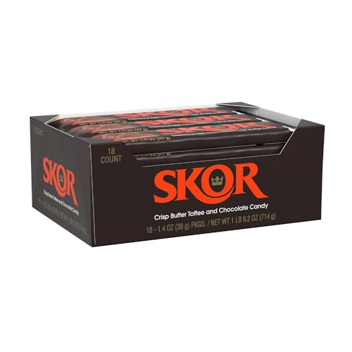$14.97 w/ S&S: SKOR Crisp Butter Toffee and Chocolate Candy Bars, 1.4 oz (18 Count) at Amazon