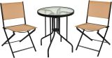 3-Pc Amazon Basics Sling Folding Patio Bistro Set w/ Glass Table Top (Tan) $65.39