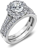 Amazon Collection Sterling Silver Flower Halo Ring set with Infinite Elements Cubic Zirconia $25.35