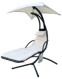 BalanceFrom Hanging Curved Chaise Lounge Chair Swing w/ Cushion, Pillow, Canopy, Stand and Storage Pouch (Beige) $84 + Free Shipping