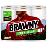 Brawny® Tear-A-Square® Paper Towels, 6 Double Rolls = 12 Regular Rolls $10.49 ($1.46/1000 sheets)