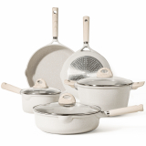 Carote Nonstick Pots and Pans Set, 8 Pcs Induction Kitchen Cookware Sets (Beige Granite) – $64.98