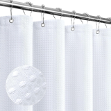 Gibelle Small Stall Shower Curtain 36 x 72, Narrow Half Waffle Weave Textured Fabric Shower Curtain for Bathroom, Water Repellent, Machine Washable, White $6.99