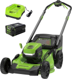 Greenworks 80 Volt 21-Inch Self-Propelled Lawn Mower (1 x 4.0Ah Battery and 1 x Charger) Green 2544802/MO80L413 – $399
