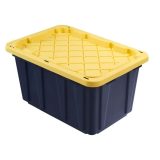 HDX 27 Gal. Tough Storage Tote in Black with Yellow Lid HDX27GONLINE(5) – The Home Depot $11.48