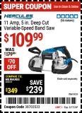 Hercules Metal Cutting Portable Corded Bandsaw & Bench Mount (makes complete mini bandsaw) $210 @ HF