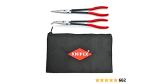 KNIPEX Tools – 2 Piece Extra Long Needle Nose Pliers Set With Keeper Pouch (28 71 280, 28 81 280 and 9K 00 90 12 US) (9K0080128US) – $75