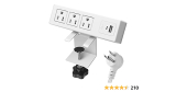White 10FT Desktop Edge Power Strip, Removable Clamp Power 3 AC Outlet Socket with 1 USB-A 1 USB-C PD 20W Fast Charging Outlets, Desk Mount Multi-Outlets for Home Office