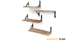 YGEOMER Floating Shelves, Rustic Wood Shelves, 4 Sets of Wall Mounted Shelf for Bathroom Decor, Bedroom, Living Room and Plants (Carbonized Black)